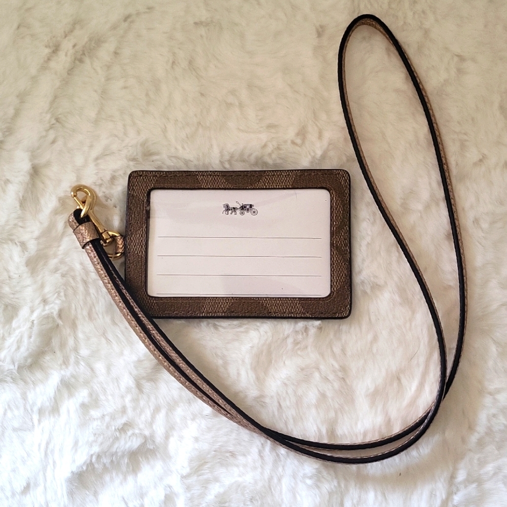 Coach Lanyard Signature Khaki Metallic Trim